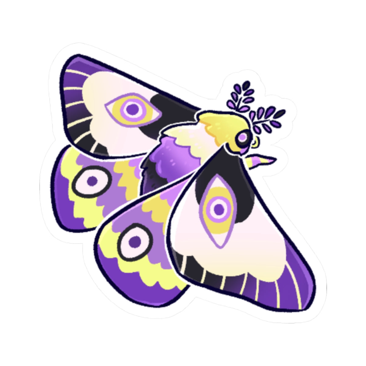Nonbinary Pride Moth Sticker